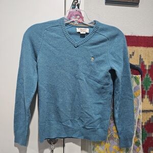 Vintage Men's Teal V-Neck Sweater By Penguin S